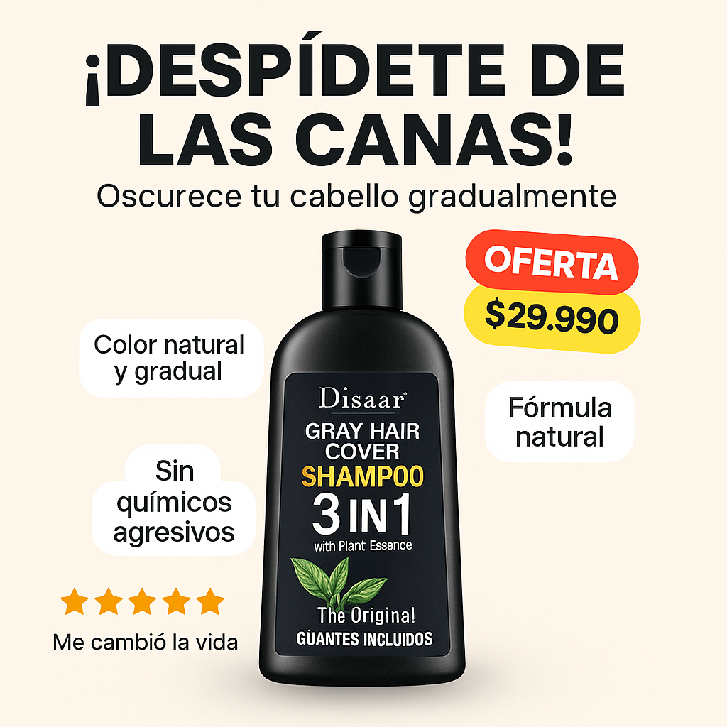 Shampoo Anti-Canas™-Evita la inseguridad causada por las canas prematuras